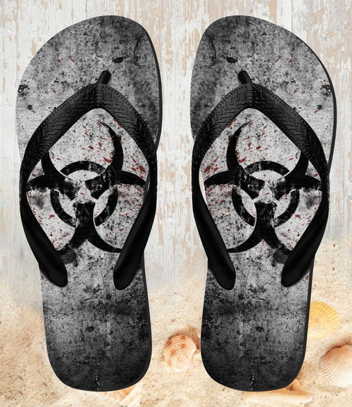 FA0256 Biohazards Biological Hazard Beach Slippers Sandals Flip Flops Unisex