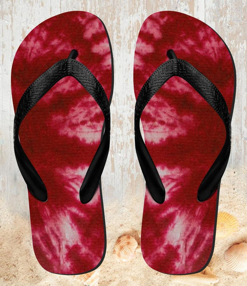 FA0267 Tie Dye Red Beach Slippers Sandals Flip Flops Unisex