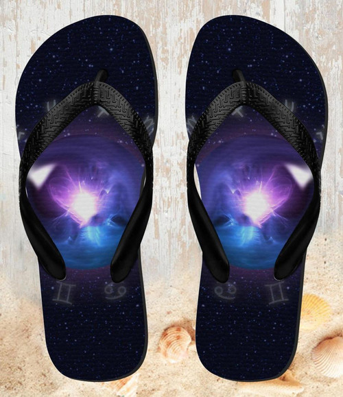 FA0276 Zodiac Crystal Ball Beach Slippers Sandals Flip Flops Unisex