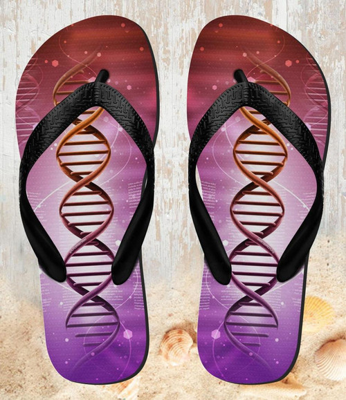 FA0291 Dna Genetic Code Beach Slippers Sandals Flip Flops Unisex