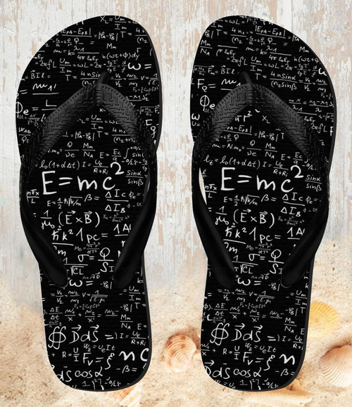 FA0292 Mathematics Physics Blackboard Equation Beach Slippers Sandals Flip Flops Unisex
