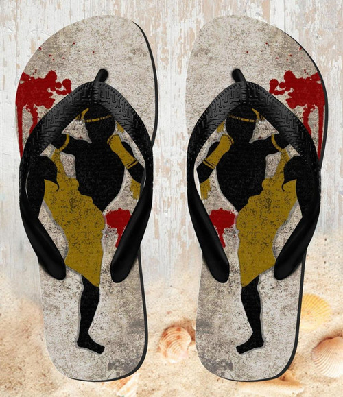FA0298 Muay Thai Kickboxing Fight Blood Beach Slippers Sandals Flip Flops Unisex