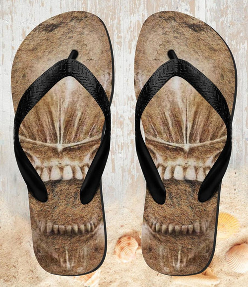 FA0311 Alien Skull Fossil Beach Slippers Sandals Flip Flops Unisex
