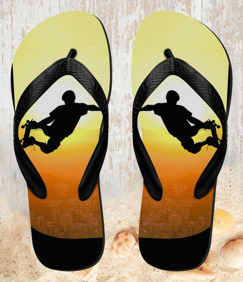 FA0314 Extreme Skateboard Sunset Beach Slippers Sandals Flip Flops Unisex