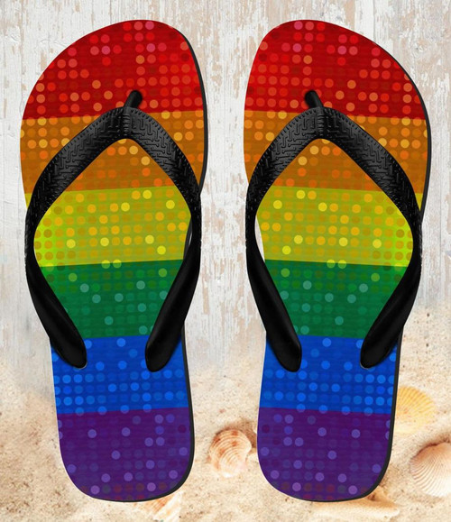 FA0315 Rainbow LGBT Pride Flag Beach Slippers Sandals Flip Flops Unisex
