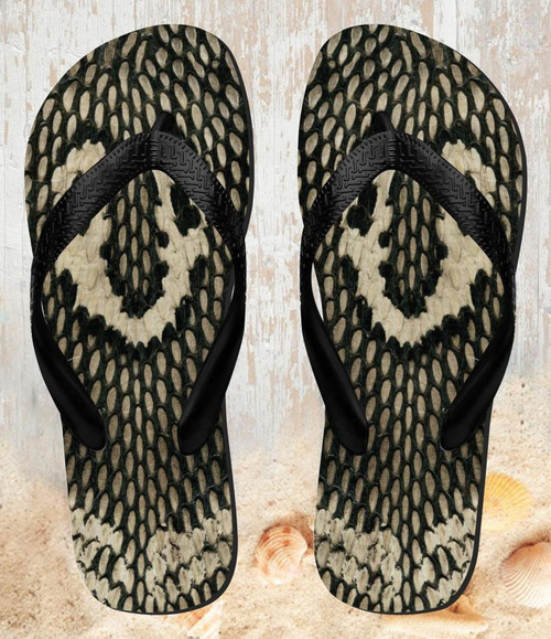 FA0325 King Cobra Snake Skin Graphic Printed Beach Slippers Sandals Flip Flops Unisex