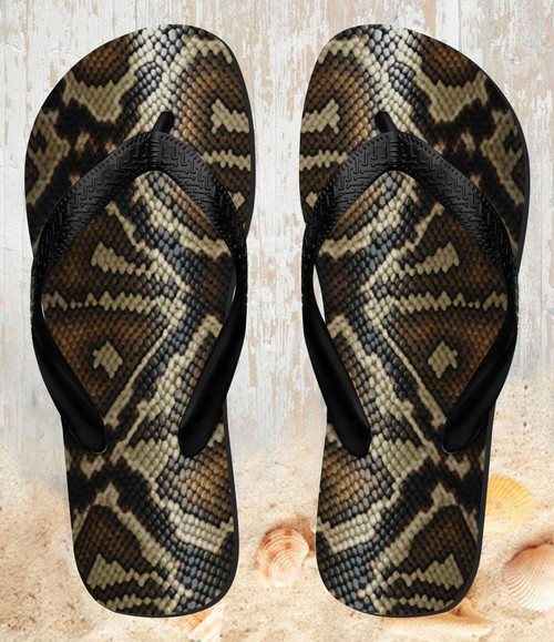 FA0326 Anaconda Amazon Snake Skin Graphic Printed Beach Slippers Sandals Flip Flops Unisex