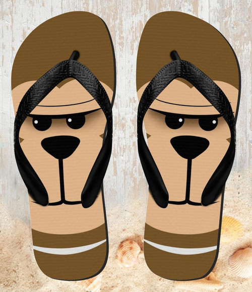 FA0330 Cute Grumpy Monkey Cartoon Beach Slippers Sandals Flip Flops Unisex