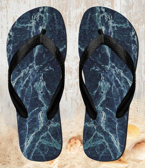 FA0351 Light Blue Marble Stone Graphic Printed Beach Slippers Sandals Flip Flops Unisex