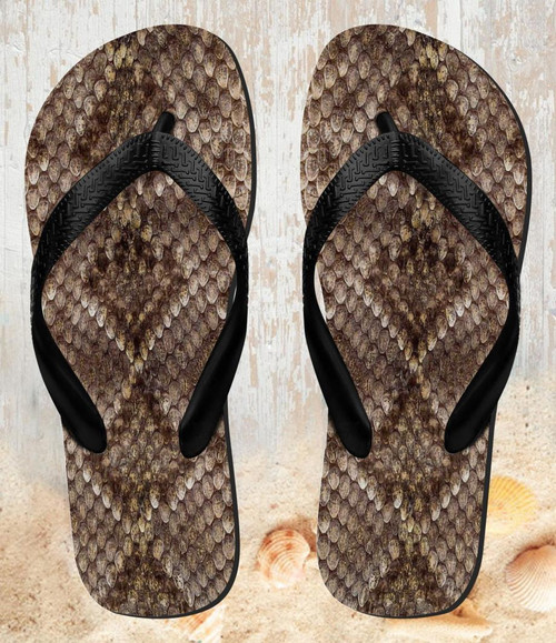 FA0376 Rattle Snake Skin Graphic Printed Beach Slippers Sandals Flip Flops Unisex