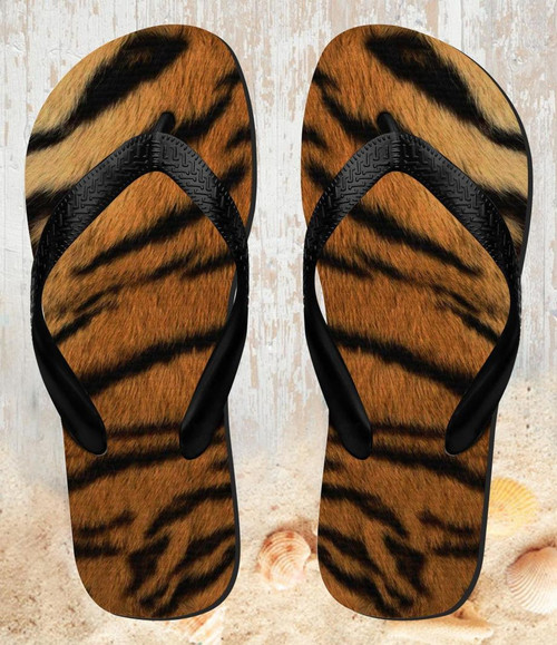 FA0419 Tiger Stripes Graphic Printed Beach Slippers Sandals Flip Flops Unisex