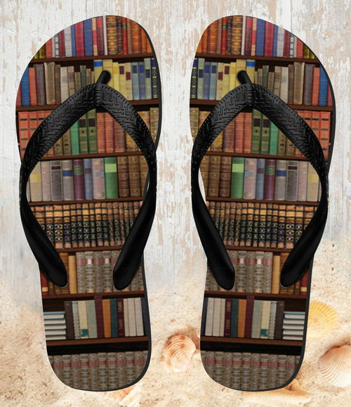 FA0468 Bookshelf Beach Slippers Sandals Flip Flops Unisex
