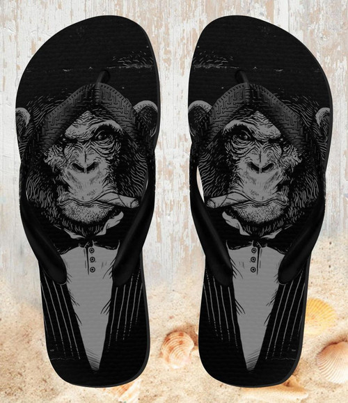 FA0472 Funny Monkey God Father Beach Slippers Sandals Flip Flops Unisex