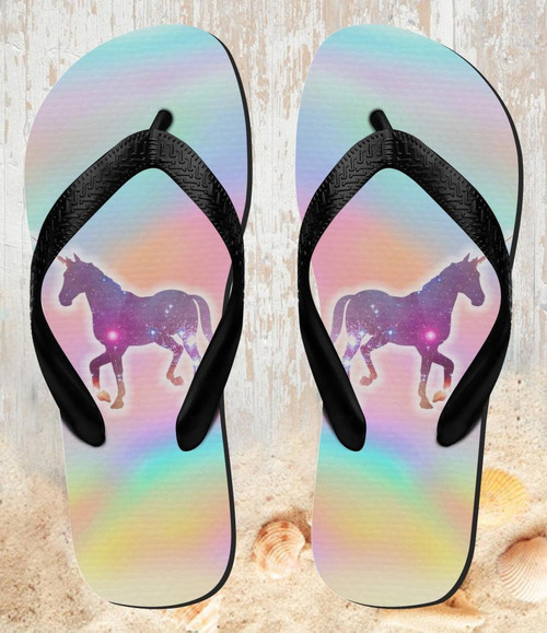 FA0483 Rainbow Unicorn Beach Slippers Sandals Flip Flops Unisex