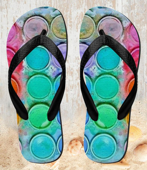 FA0499 Watercolor Mixing Beach Slippers Sandals Flip Flops Unisex