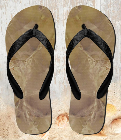 FA0502 Yellow Marble Stone Beach Slippers Sandals Flip Flops Unisex