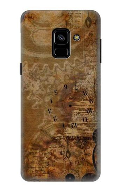 S3456 Vintage Paper Clock Steampunk Case For Samsung Galaxy A8 (2018)