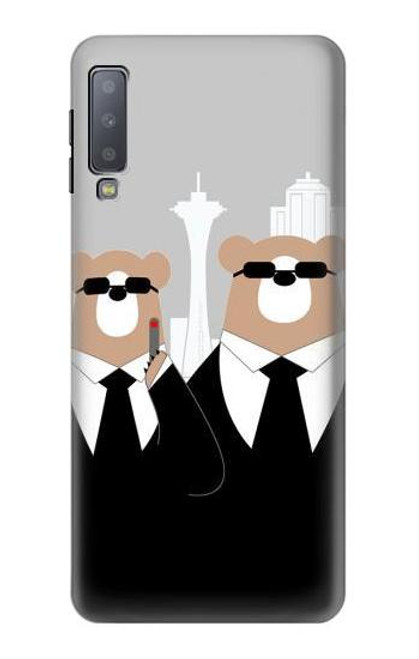 S3557 Bear in Black Suit Case For Samsung Galaxy A7 (2018)