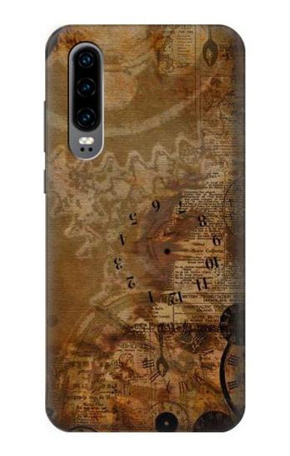 S3456 Vintage Paper Clock Steampunk Case For Huawei P30