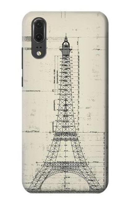 S3474 Eiffel Architectural Drawing Case For Huawei P20