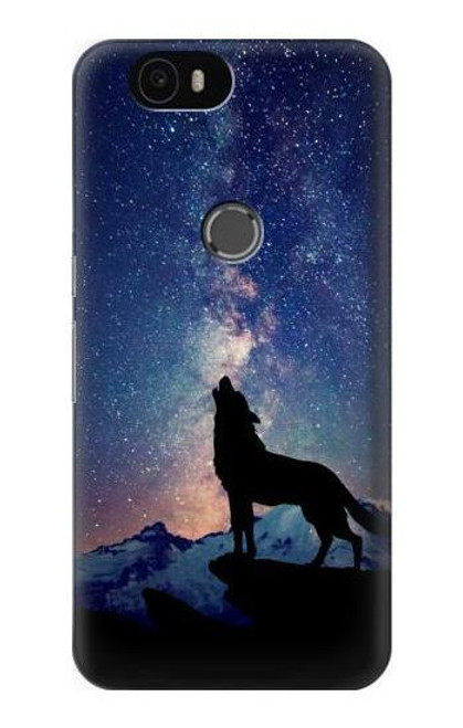 S3555 Wolf Howling Million Star Case For Huawei Nexus 6P