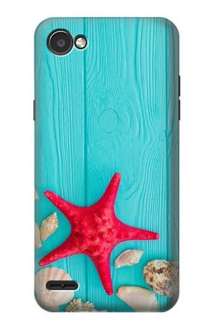 S3428 Aqua Wood Starfish Shell Case For LG Q6