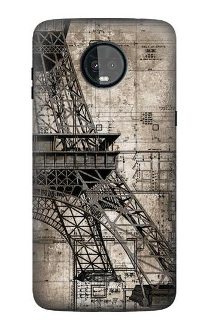S3416 Eiffel Tower Blueprint Case For Motorola Moto Z3, Z3 Play