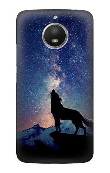 S3555 Wolf Howling Million Star Case For Motorola Moto E4 Plus