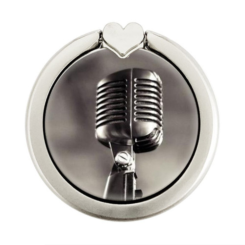 S3495 Vintage Microphone Graphic Ring Holder and Pop Up Grip