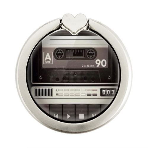 S3501 Vintage Cassette Player Graphic Ring Holder and Pop Up Grip