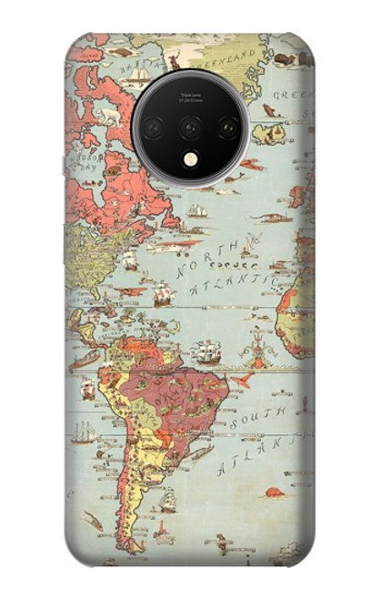 S3418 Vintage World Map Case For OnePlus 7T