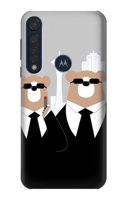 S3557 Bear in Black Suit Case For Motorola Moto G8 Plus
