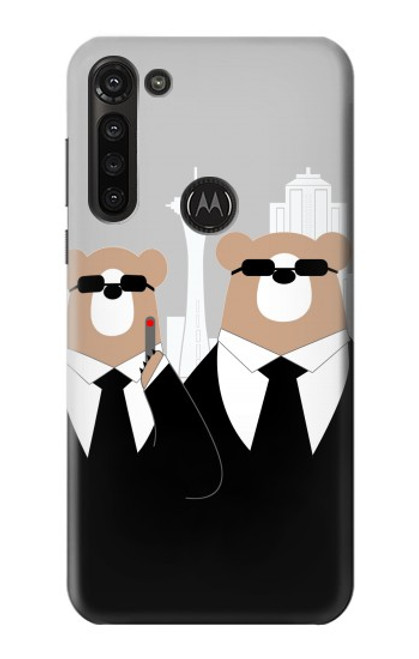 S3557 Bear in Black Suit Case For Motorola Moto G8 Power