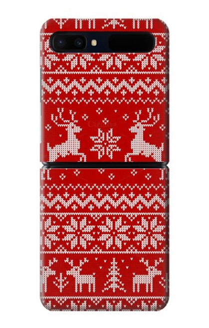 S2835 Christmas Reindeer Knitted Pattern Case For Samsung Galaxy Z Flip 5G