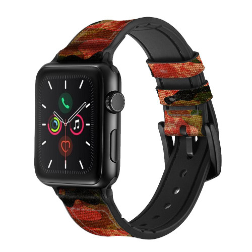 CA0696 Camouflage Blood Splatter Leather & Silicone Smart Watch Band Strap For Apple Watch iWatch