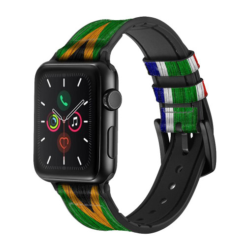 CA0760 South Africa Flag Leather & Silicone Smart Watch Band Strap For Apple Watch iWatch