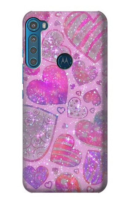 S3710 Pink Love Heart Case For Motorola One Fusion+