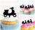 TA0395 Scooter Motorcycle Silhouette Party Wedding Birthday Acrylic Cupcake Toppers Decor 10 pcs