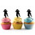 TA0547 Couple Partner Dance Silhouette Party Wedding Birthday Acrylic Cupcake Toppers Decor 10 pcs