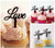 TA0740 Love Text Silhouette Party Wedding Birthday Acrylic Cupcake Toppers Decor 10 pcs