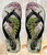 FA0346 Peacock Chinese Brush Painting Beach Slippers Sandals Flip Flops Unisex