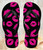 FA0404 Pink Lips Kisses on Black Beach Slippers Sandals Flip Flops Unisex