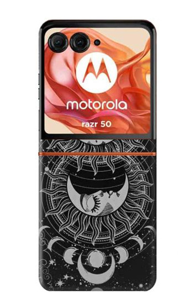 S3854 Mystical Sun Face Crescent Moon Case For Motorola Razr 50