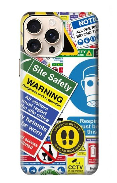 S3960 Safety Signs Sticker Collage Case For iPhone 16 pro