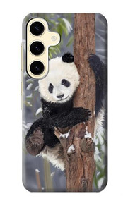 S3793 Cute Baby Panda Snow Painting Case For Samsung Galaxy S24