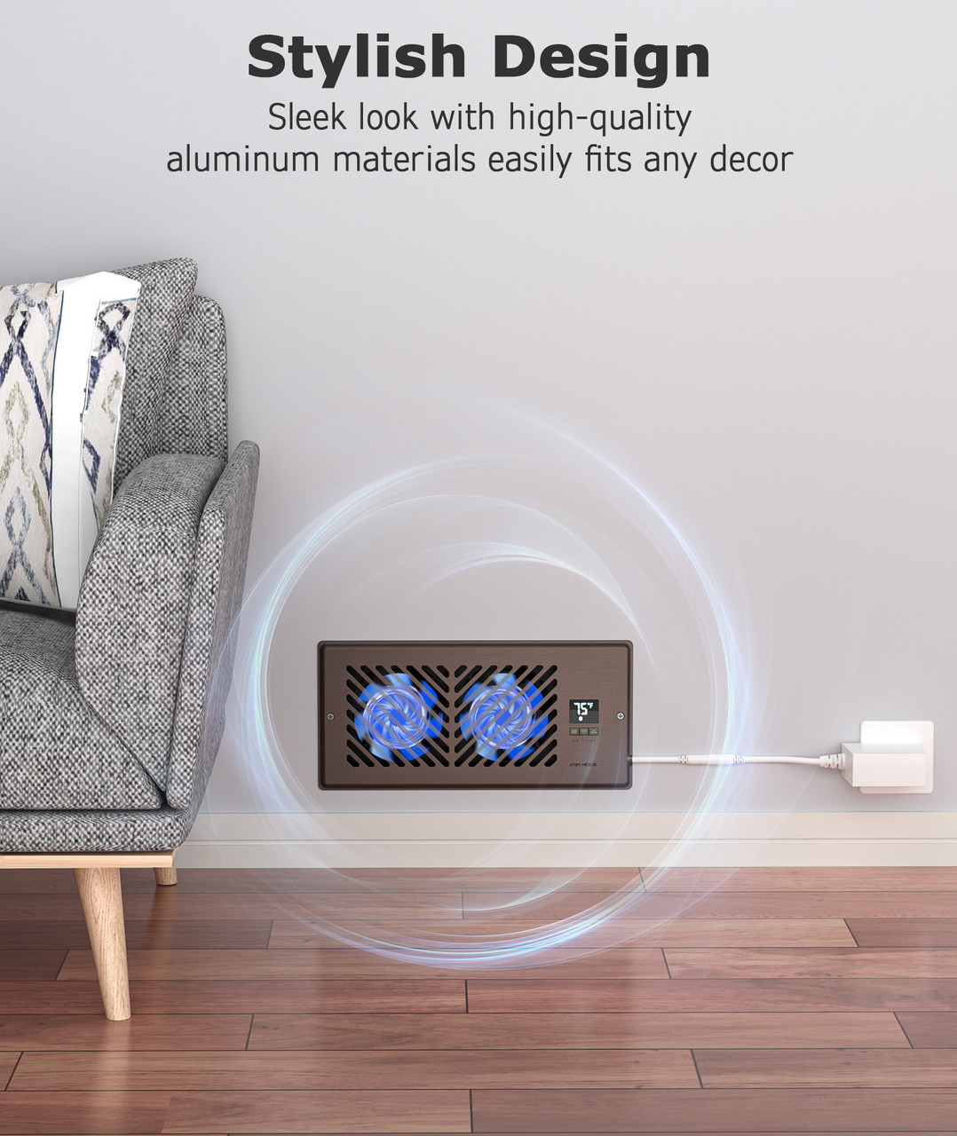 ATOM NEXUS AirBlaze Z4, Quiet Register Booster Fan with Thermostat