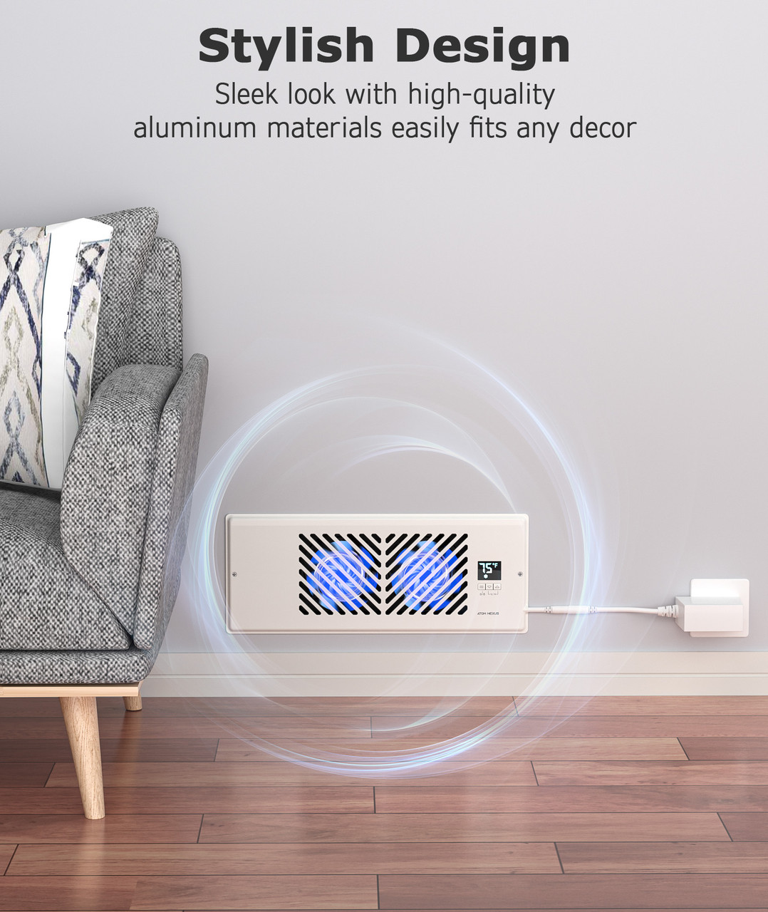 ATOM NEXUS AirBlaze Z4, Quiet Register Booster Fan with Thermostat