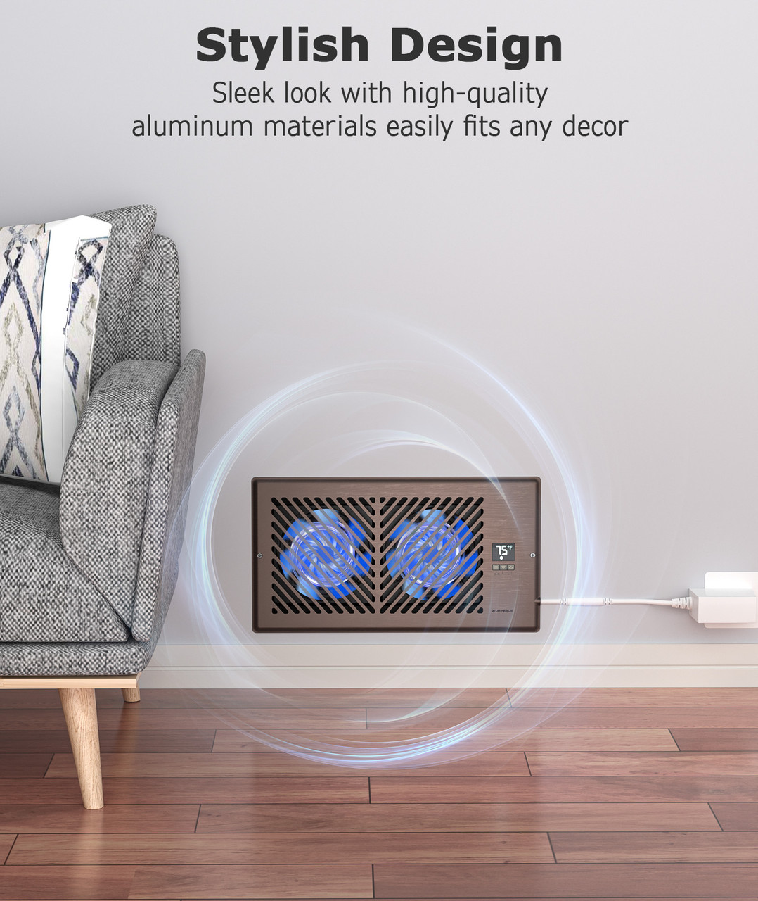 ATOM NEXUS AirBlaze Z6, Quiet Register Booster Fan with Thermostat