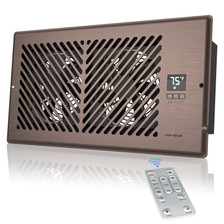 ATOM NEXUS AirBlaze Z6, Quiet Register Booster Fan with Thermostat Control & Remote Control, 10-Speed Control Smart Vent Booster Fan, Heating Cooling AC Vent Fan Fits 6”x12” Register Holes (Brown)