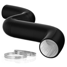 Flexible 4-Inch 25-Feet Long Aluminum Ducting, 4-Layer Protection Heavy-Duty Dryer Vent Hose for Heating Cooling Ventilation and Exhaust, with 2 Duct Clamps